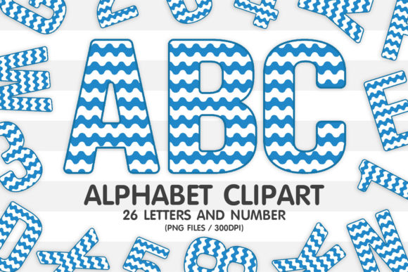 Blue Wave Alphabet Letters Sublimation: A Creative Asset