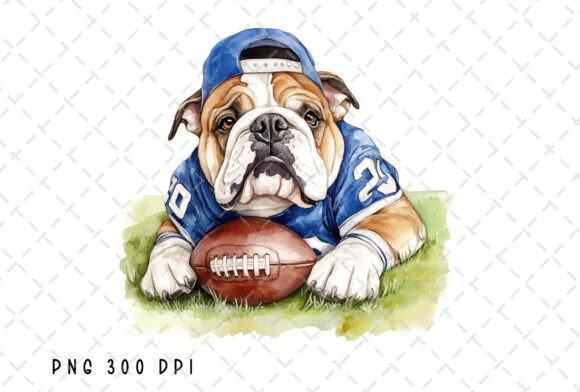 Bulldog Game Day Blue Mascot Football: A Bold Graphic Asset