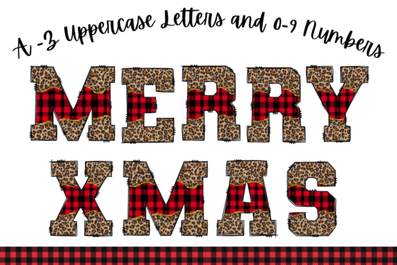 Christmas Red Plaid Leopard Alphabet: Festive Design