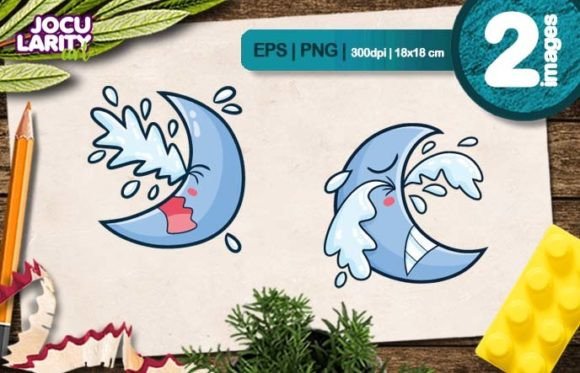 Cute Moon Cartoon Character Crying: A Charming Asset for Designers