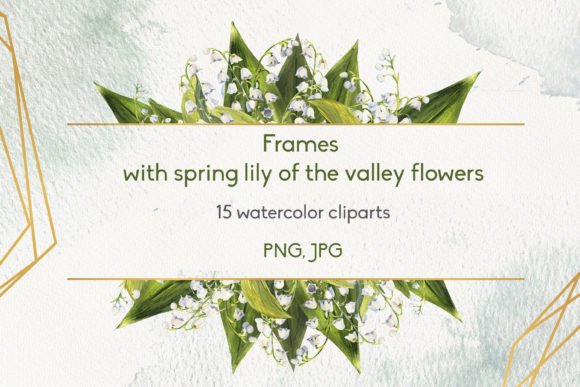 Frames with Spring Lily of the Valley: Floral Design Assets