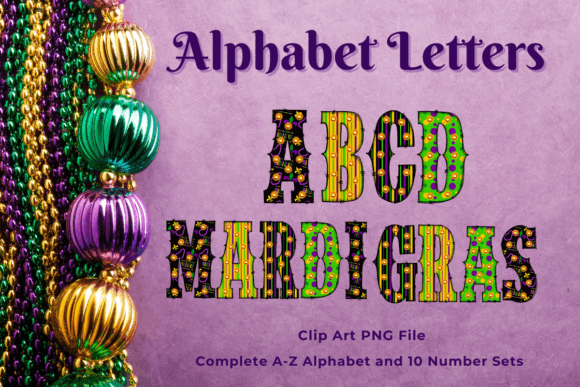 Mardi Gras Alphabet Doodle Light Set2: Your Go-To for Festive Typography