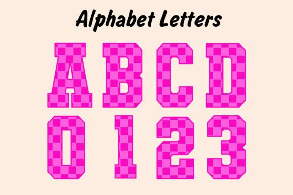 Pink Neon Checkered Alphabet Set PNG: Bold, Fun, and Ready to Use