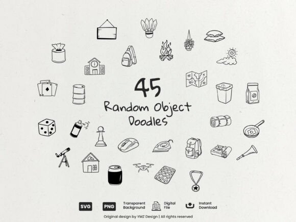 Random Object Doodle Clipart Bundle: Elevate Your Creative Projects