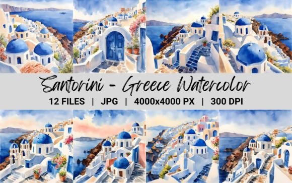 Santorini Greece Watercolor: Capturing Aegean Charm in Your Projects