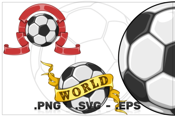 Soccer Ball Symbol Surrounded by Ribbon