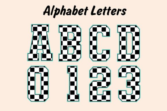 Unleash Your Creativity with the Black Neon Checkered Alphabet Set PNG