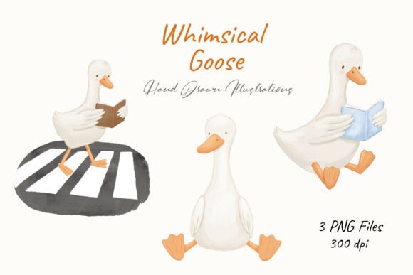 Watercolor Cute Goose Reading Book PNG: Creative Uses & Design Guide