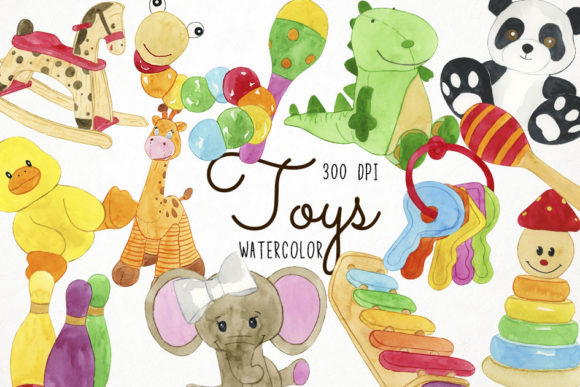 Watercolor Toys Clipart, Nursery: A Designer's Guide to Whimsical Graphics
