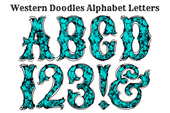 Western Turquoise Doodle Alphabet: A Creative Font for Modern Brands